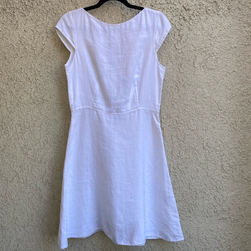 Theory White Linen Cap Sleeve Shift Dress